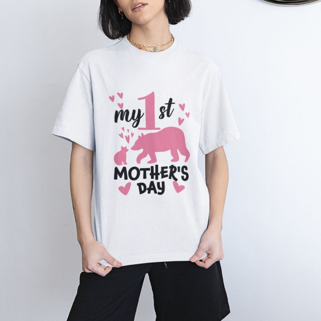 My First Mother's Day T Shirt New Mom Mama Bear Pink Baby Girl TS02 Printyourwear