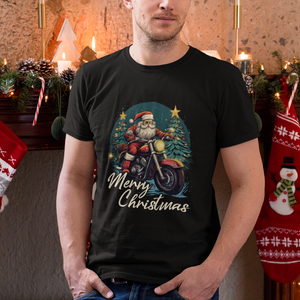 Santa Claus Biker T Shirt Merry Christmas Riding Motorcycle TS02 Printyourwear