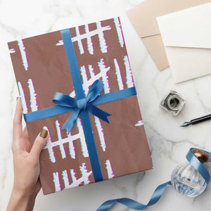 Tally Marks Six Seven Meme Wrapping Paper Roll Glitch Optical Illusion TS12 Mocha Print Your Wear
