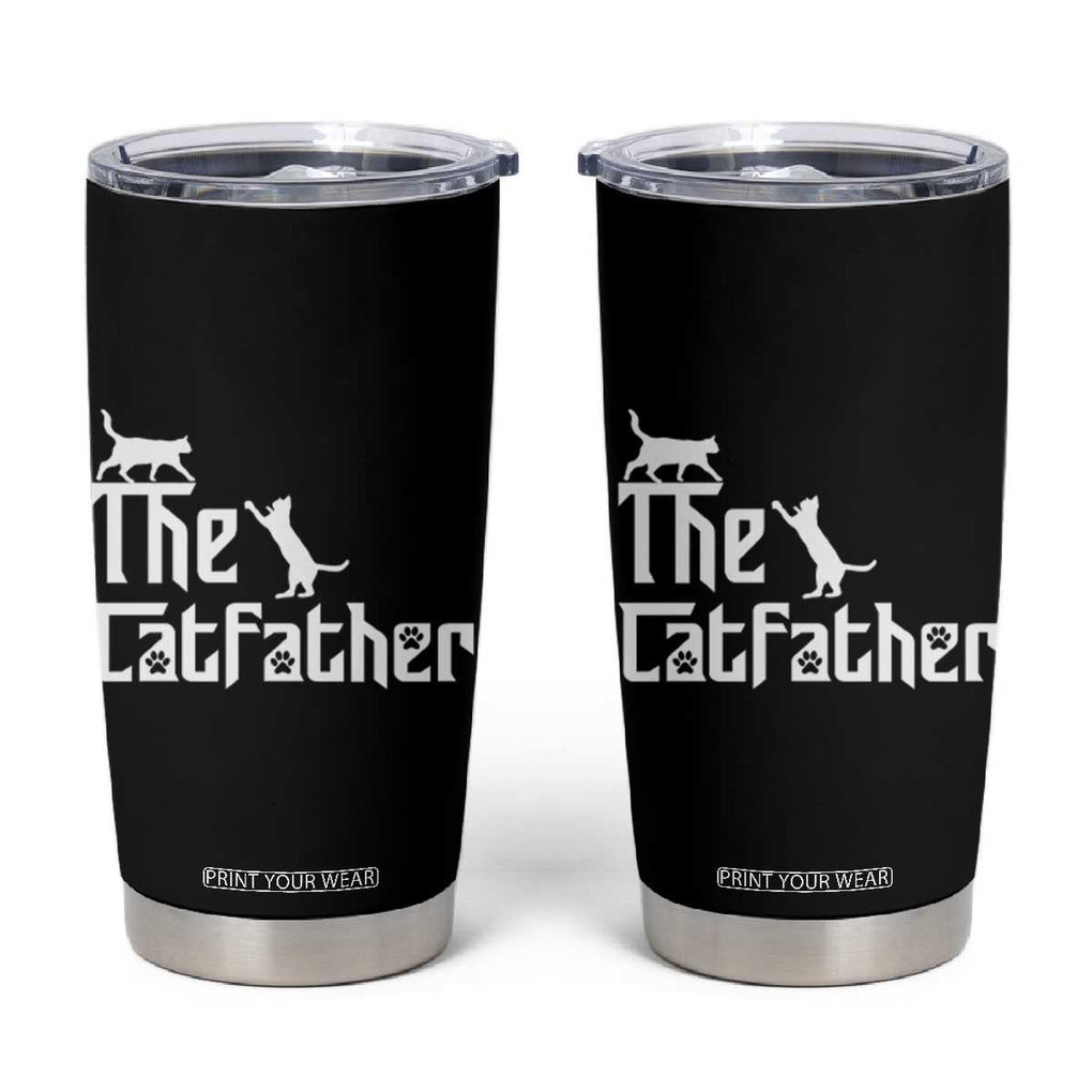 Funny Cat Dad Tumbler Cup The Catfather TB02 Black Print Your Wear