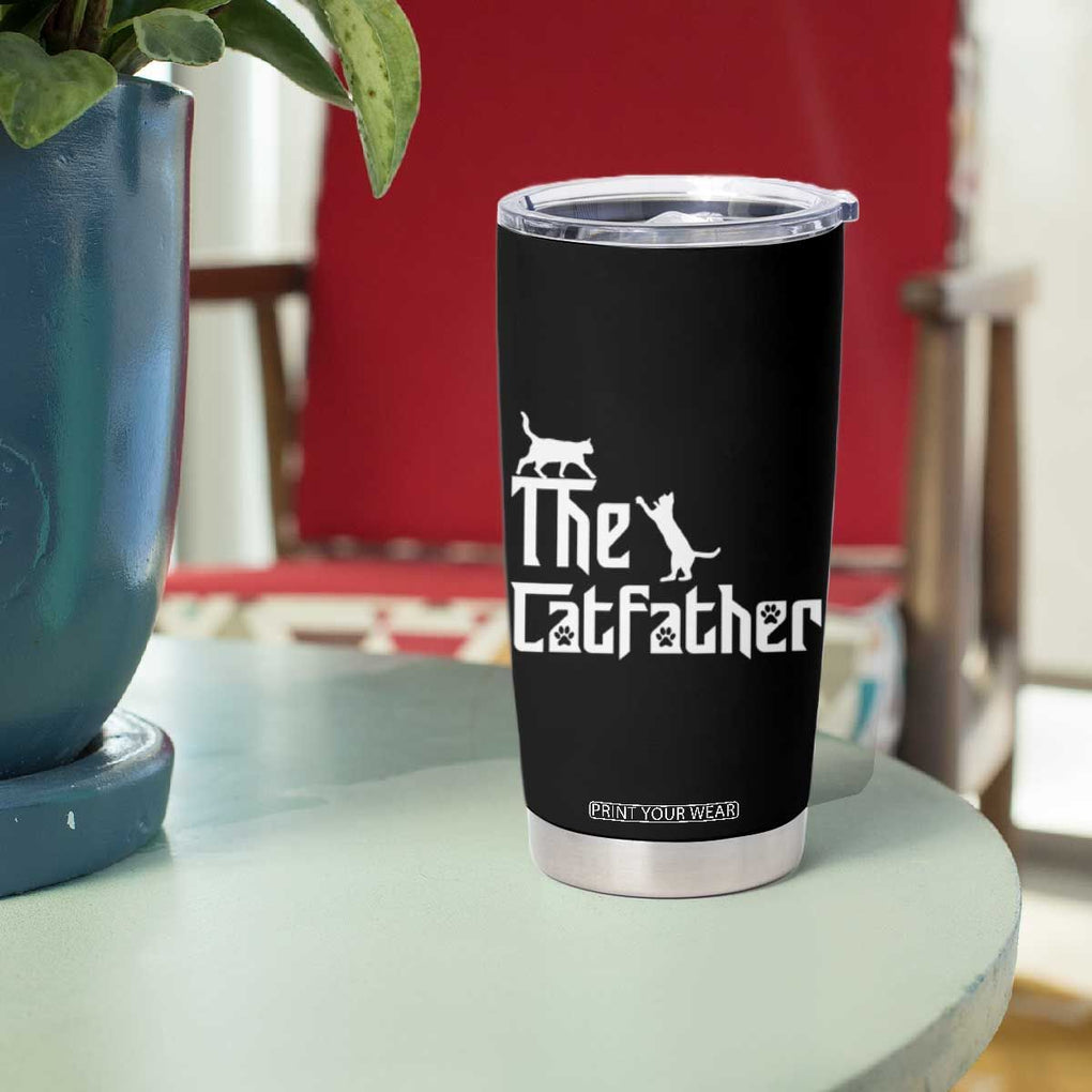 Funny Cat Dad Tumbler Cup The Catfather TB02 Print Your Wear