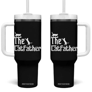 Funny Cat Dad Tumbler With Handle The Catfather TB02 One Size: 40 oz Black Print Your Wear