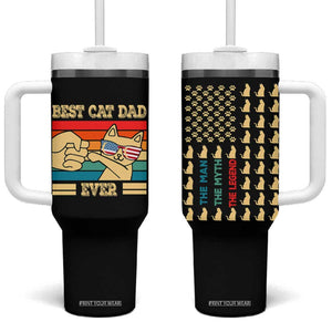 Best Cat Dad Ever Tumbler With Handle The Man The Myth The Legend American Paw Flag TB02 One Size: 40 oz Black Print Your Wear