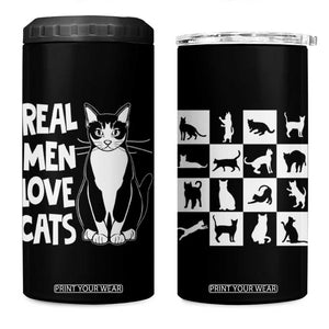 Funny Cat Dad 4 in 1 Can Cooler Tumbler Real Men Love Cats Retro Vintage TB02 One Size: 16 oz Black Print Your Wear