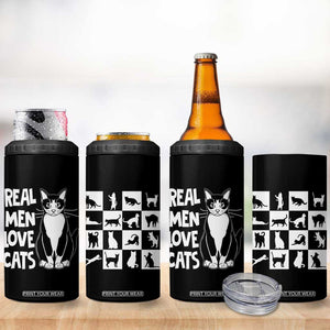 Funny Cat Dad 4 in 1 Can Cooler Tumbler Real Men Love Cats Retro Vintage TB02 Print Your Wear