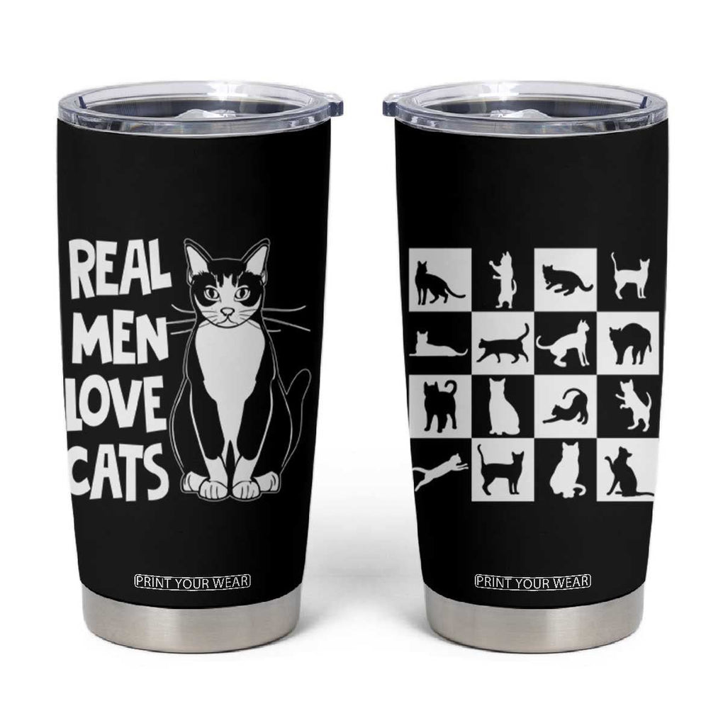 Funny Cat Dad Tumbler Cup Real Men Love Cats Retro Vintage TB02 Black Print Your Wear