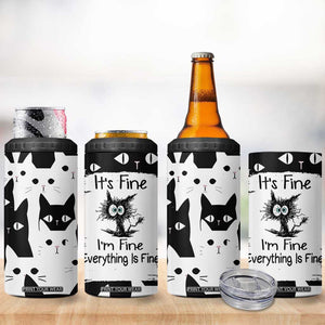 Funny Black Cat 4 in 1 Can Cooler Tumbler It's Fine I'm Fine Everything Is Fine Burnt Cat Meme TB02 Print Your Wear