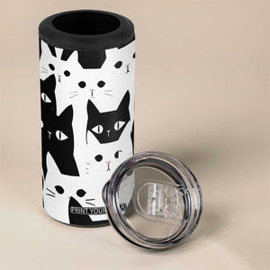 Funny Black Cat 4 in 1 Can Cooler Tumbler It's Fine I'm Fine Everything Is Fine Burnt Cat Meme TB02 Print Your Wear