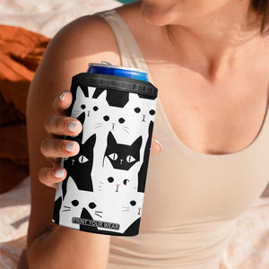 Funny Black Cat 4 in 1 Can Cooler Tumbler It's Fine I'm Fine Everything Is Fine Burnt Cat Meme TB02 Print Your Wear