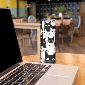 Funny Black Cat Skinny Tumbler It's Fine I'm Fine Everything Is Fine Burnt Cat Meme TB02 Print Your Wear