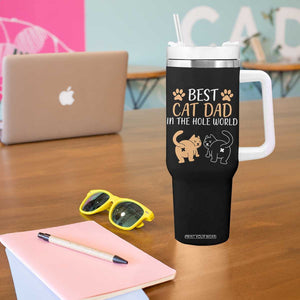 Awesome Cats Dad Tumbler With Handle Funny Best Cat Dad In The Hole World TB02 Print Your Wear