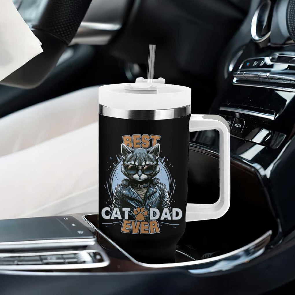 Cool Cat Dad Tumbler With Handle Best Cat Dad Ever Father's Day TB02 Print Your Wear