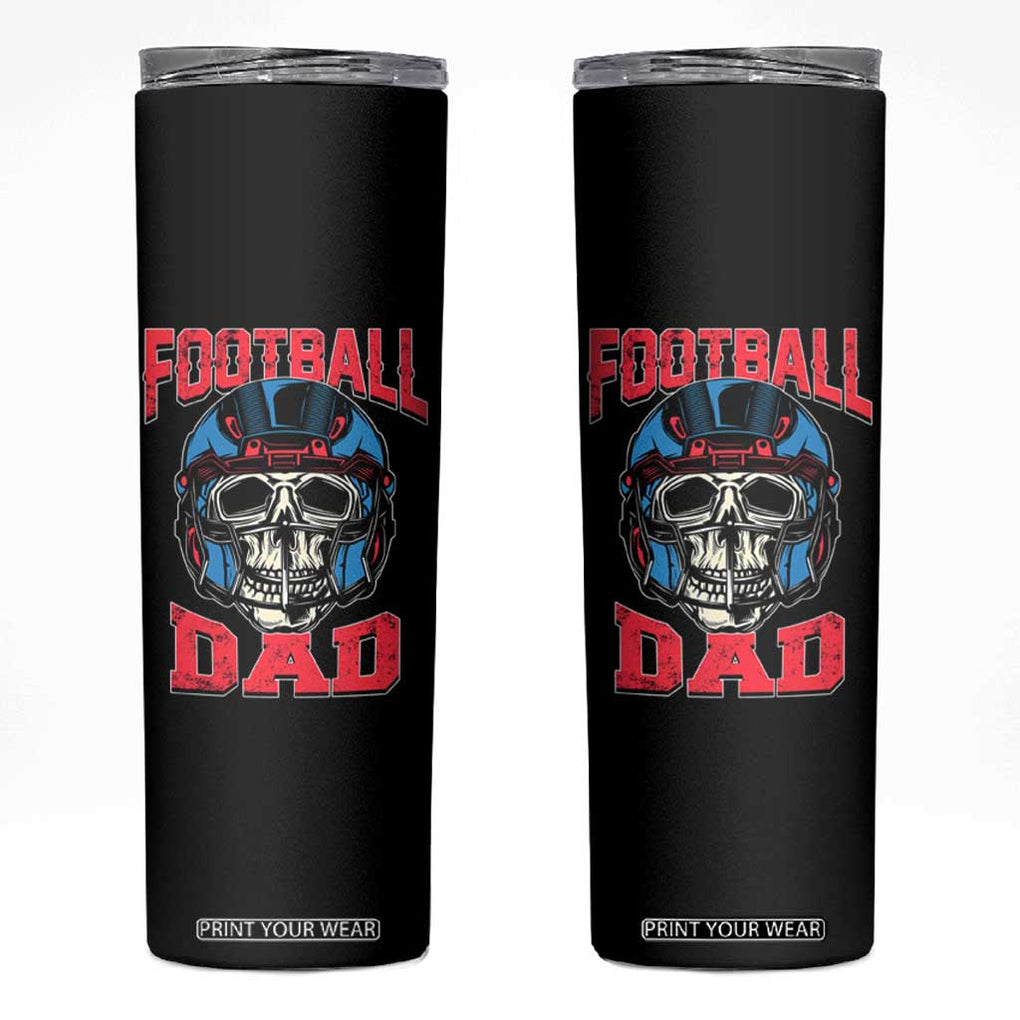 Football Dad Skinny Tumbler Skull With Helmet Rugby Father's Day TB02 Black Print Your Wear