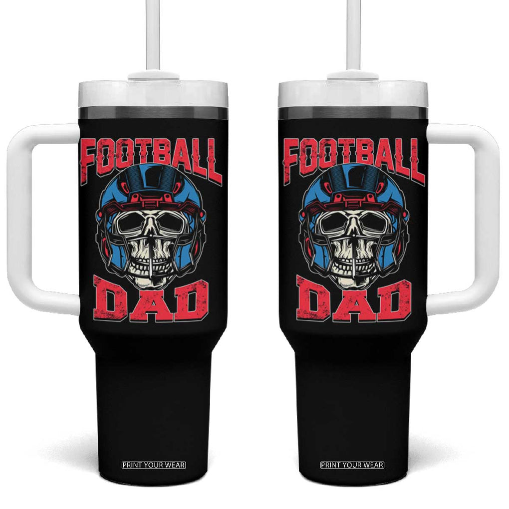 Football Dad Tumbler With Handle Skull With Helmet Rugby Father's Day TB02 One Size: 40 oz Black Print Your Wear