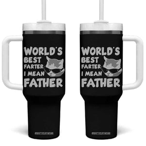 Cat Dad Tumbler With Handle World's Best Farter I Mean Father TB02 One Size: 40 oz Black Print Your Wear