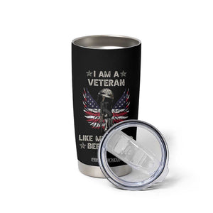 American Veteran Tumbler Cup Like My Father Before Me Us Flag Angel Wings Combat Boots And Dog Tag TB02 Print Your Wear