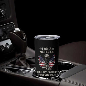 American Veteran Tumbler Cup Like My Father Before Me Us Flag Angel Wings Combat Boots And Dog Tag TB02 Print Your Wear