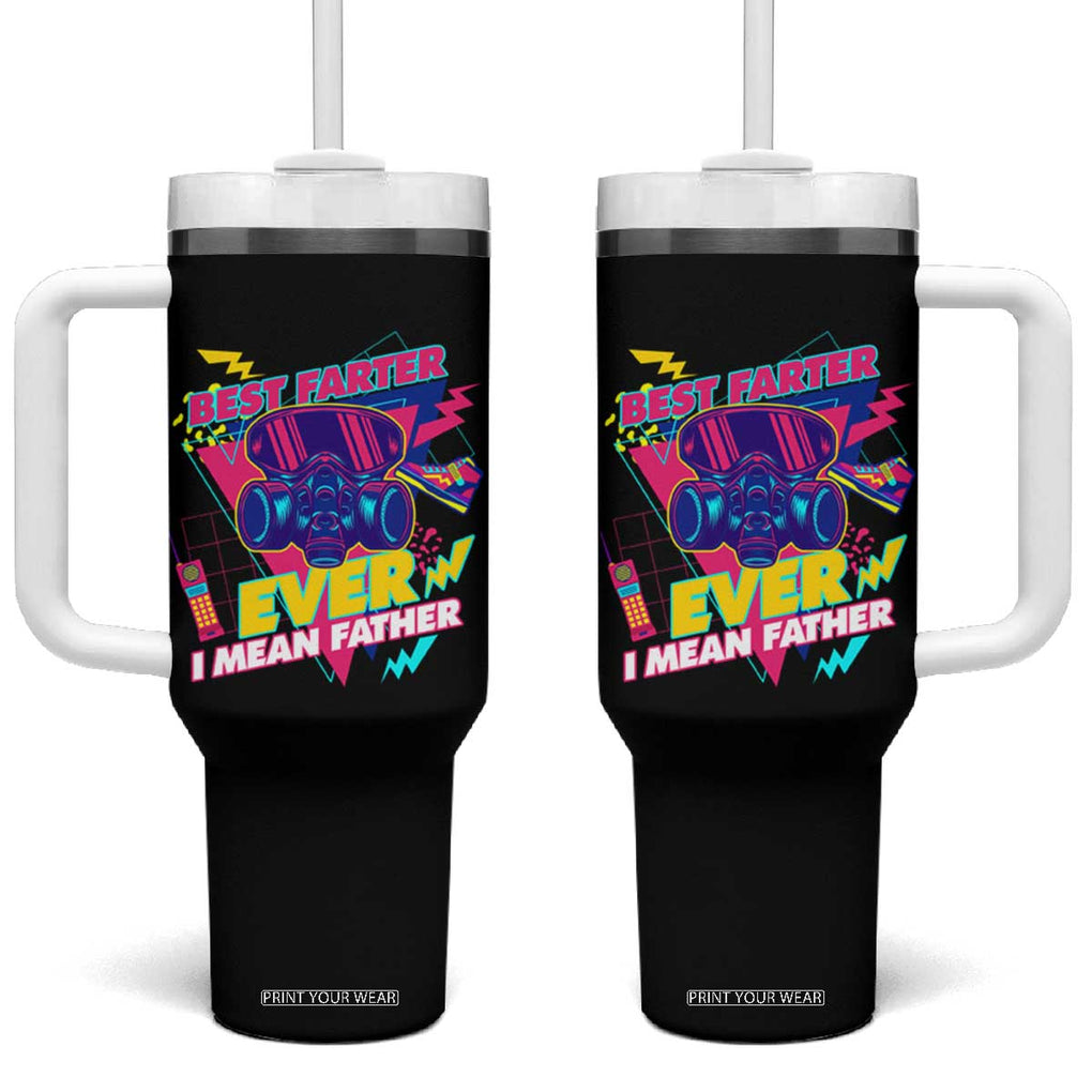 Retro Funny Dad Tumbler With Handle World's Best Farter I Mean Father TB02 One Size: 40 oz Black Print Your Wear