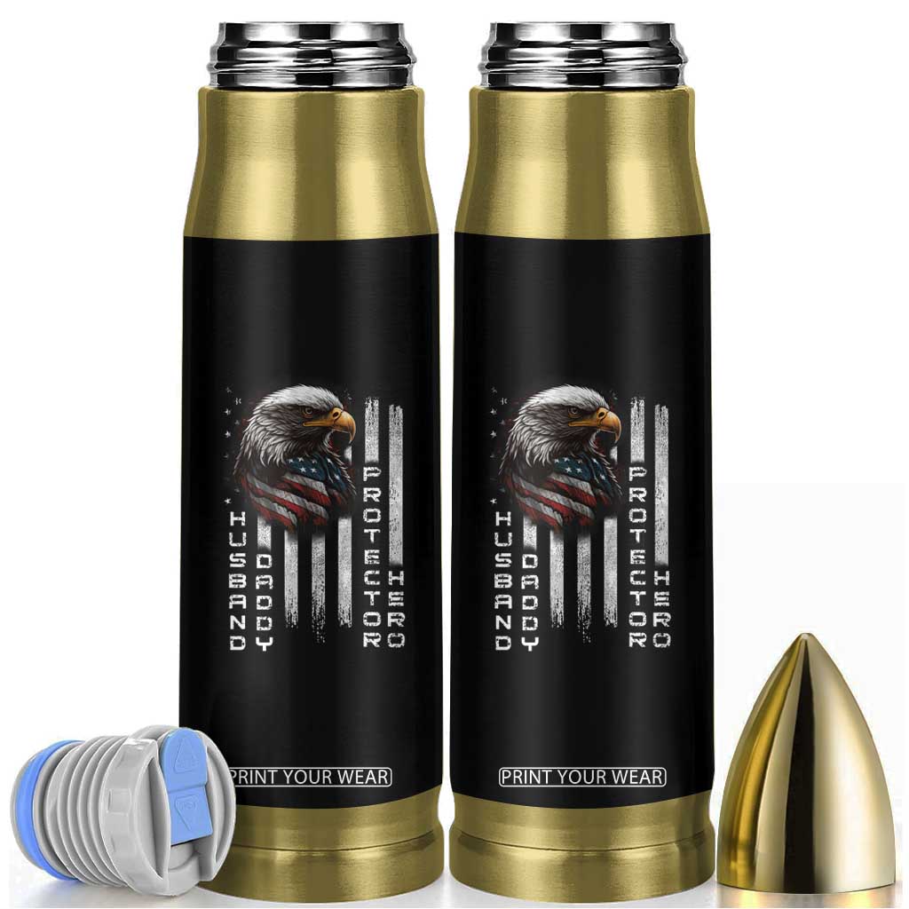 Veteran Dad American Eagle Bullet Tumbler Husband Daddy Protector Hero Us Flag TB02 Black Print Your Wear