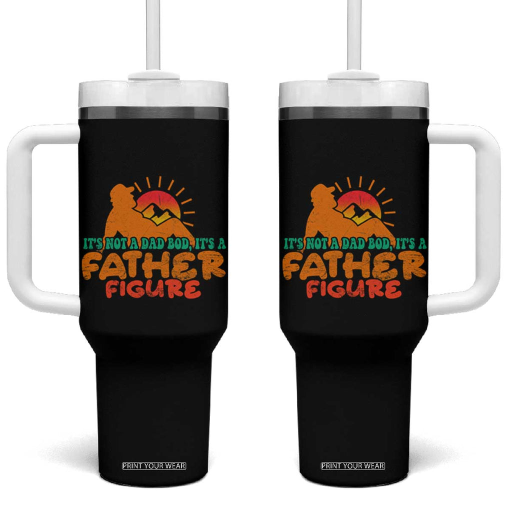 Funny Dad Tumbler With Handle It's Not A Dad Bod It's A Father Figure Retro TB02 One Size: 40 oz Black Print Your Wear