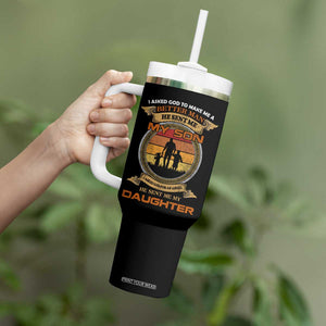 Dad Of Two Tumbler With Handle I Asked God He Sent Me My Son And My Daughter TB02 Print Your Wear