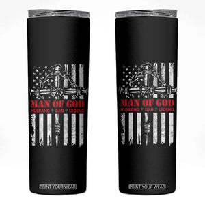 Blessed Dad Skinny Tumbler Man Of God Husband Dad Legend American Flag Christian Cross TB02 Black Print Your Wear