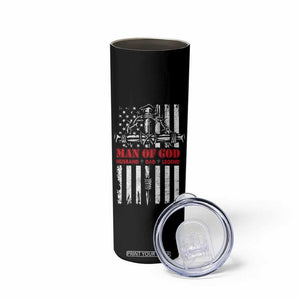 Blessed Dad Skinny Tumbler Man Of God Husband Dad Legend American Flag Christian Cross TB02 Print Your Wear