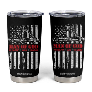 Blessed Dad Tumbler Cup Man Of God Husband Dad Legend American Flag Christian Cross TB02 Black Print Your Wear