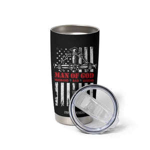 Blessed Dad Tumbler Cup Man Of God Husband Dad Legend American Flag Christian Cross TB02 Print Your Wear