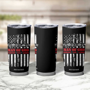 Blessed Dad Tumbler Cup Man Of God Husband Dad Legend American Flag Christian Cross TB02 Print Your Wear