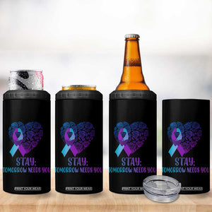 Suicide Prevention Awareness 4 in 1 Can Cooler Tumbler Teal Purple Heart Stay Tomorrow Needs You TB02 Print Your Wear