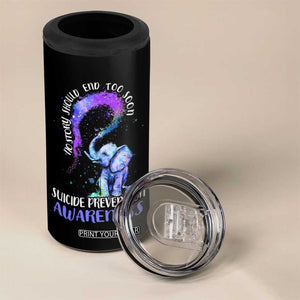 Suicide Prevention Awareness 4 in 1 Can Cooler Tumbler Teal Purple Elephant No Story Should End Too Soon TB02 Print Your Wear