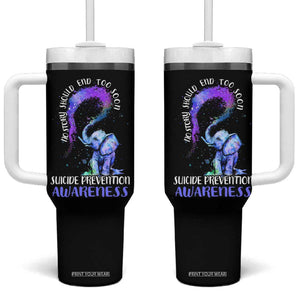 Suicide Prevention Awareness Tumbler With Handle Teal Purple Elephant No Story Should End Too Soon TB02 One Size: 40 oz Black Print Your Wear