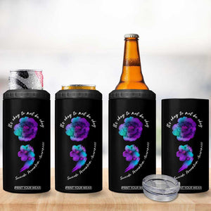 Suicide Prevention Awareness 4 in 1 Can Cooler Tumbler Teal Purple Floral Semicolon It's Ok To Not Be Ok TB02 Print Your Wear