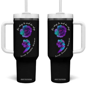 Suicide Prevention Awareness Tumbler With Handle Teal Purple Floral Semicolon It's Ok To Not Be Ok TB02 One Size: 40 oz Black Print Your Wear