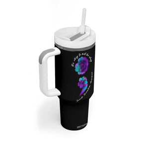 Suicide Prevention Awareness Tumbler With Handle Teal Purple Floral Semicolon It's Ok To Not Be Ok TB02 Print Your Wear