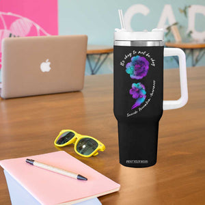 Suicide Prevention Awareness Tumbler With Handle Teal Purple Floral Semicolon It's Ok To Not Be Ok TB02 Print Your Wear