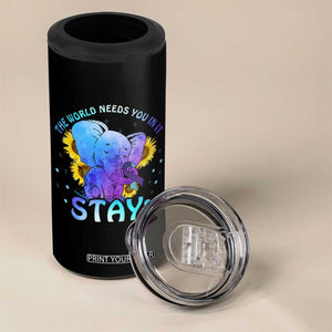 Suicide Prevention Awareness 4 in 1 Can Cooler Tumbler Teal Purple Elephant Sunflower Stay The World Needs You In It TB02 Print Your Wear