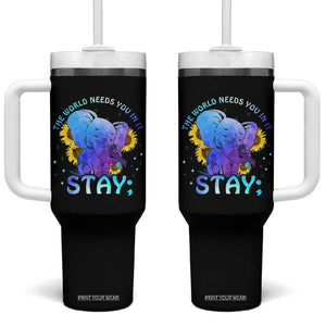 Suicide Prevention Awareness Tumbler With Handle Teal Purple Elephant Sunflower Stay The World Needs You In It TB02 One Size: 40 oz Black Print Your Wear