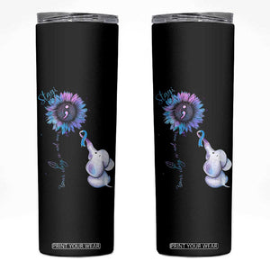 Suicide Prevention Awareness Skinny Tumbler Teal Purple Elephant Sunflower Stay Your Story Is Not Over TB02 Black Print Your Wear