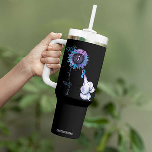 Suicide Prevention Awareness Tumbler With Handle Teal Purple Elephant Sunflower Stay Your Story Is Not Over TB02 Print Your Wear