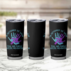 Suicide Prevention Awareness Tumbler Cup In September We Wear Teal Purple Ribbon Support TB02 Print Your Wear