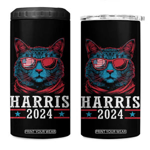 Harris 2024 4 in 1 Can Cooler Tumbler Childless Cat Lady For President American Flag TB02 One Size: 16 oz Black Print Your Wear