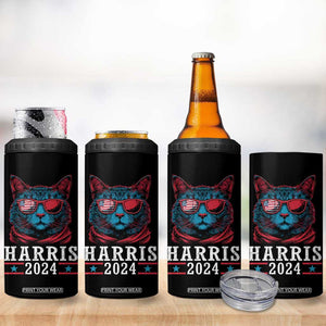 Harris 2024 4 in 1 Can Cooler Tumbler Childless Cat Lady For President American Flag TB02 Print Your Wear