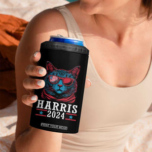 Harris 2024 4 in 1 Can Cooler Tumbler Childless Cat Lady For President American Flag TB02 Print Your Wear