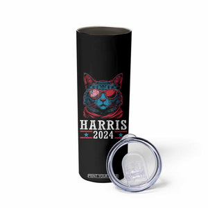 Harris 2024 Skinny Tumbler Childless Cat Lady For President American Flag TB02 Print Your Wear