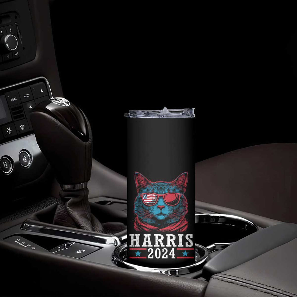 Harris 2024 Skinny Tumbler Childless Cat Lady For President American Flag TB02 Print Your Wear