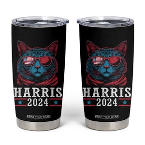 Harris 2024 Tumbler Cup Childless Cat Lady For President American Flag TB02 Black Print Your Wear