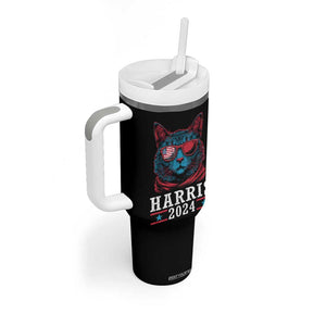 Harris 2024 Tumbler With Handle Childless Cat Lady For President American Flag TB02 Print Your Wear