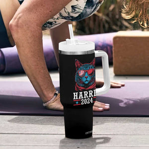 Harris 2024 Tumbler With Handle Childless Cat Lady For President American Flag TB02 Print Your Wear